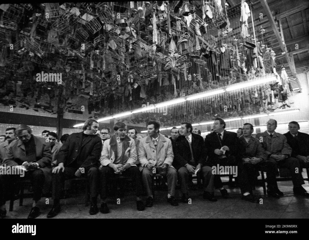 A workers' meeting in the washhouse of the Monopol colliery on 18