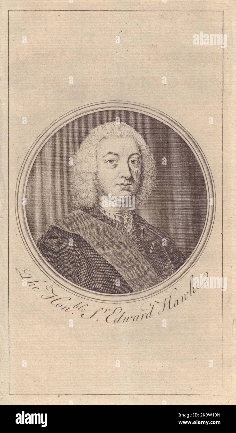 Sir Edward Hawke, Baron Hawke. Royal Navy officer. GENTS MAG 1760 old print Stock Photo