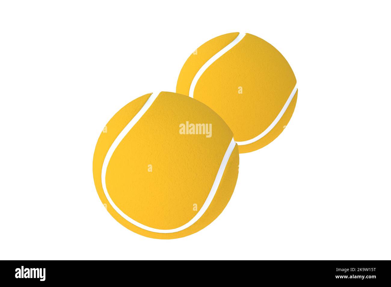 Two tennis balls isolated on white background. 3d render Stock Photo