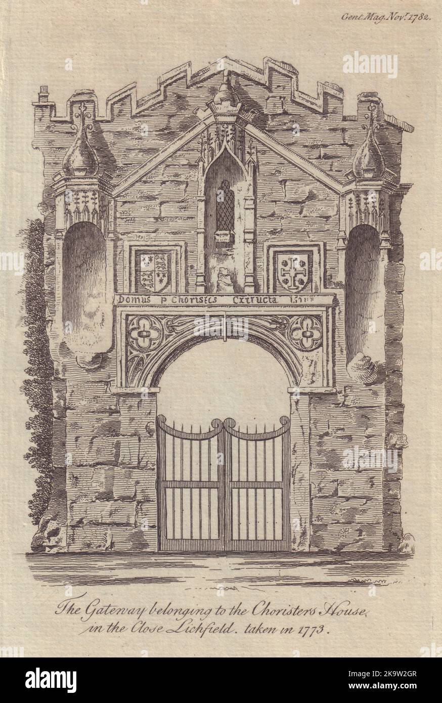 Gateway of the Choristers' House, Cathedral Close, Lichfield, Staffordshire 1782 Stock Photo