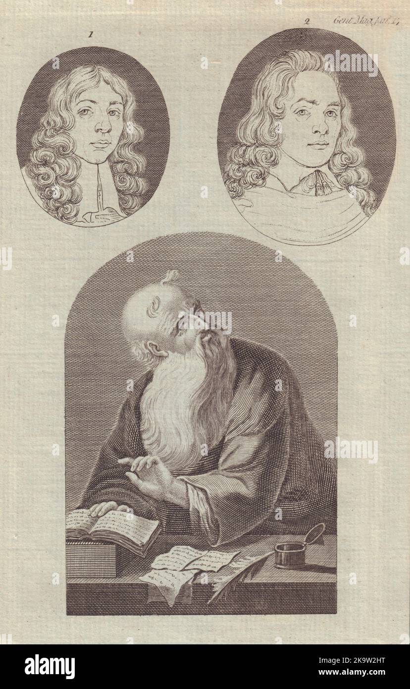 17th century portraits of unknown gentlemen. Old Man with a large beard 1784 Stock Photo