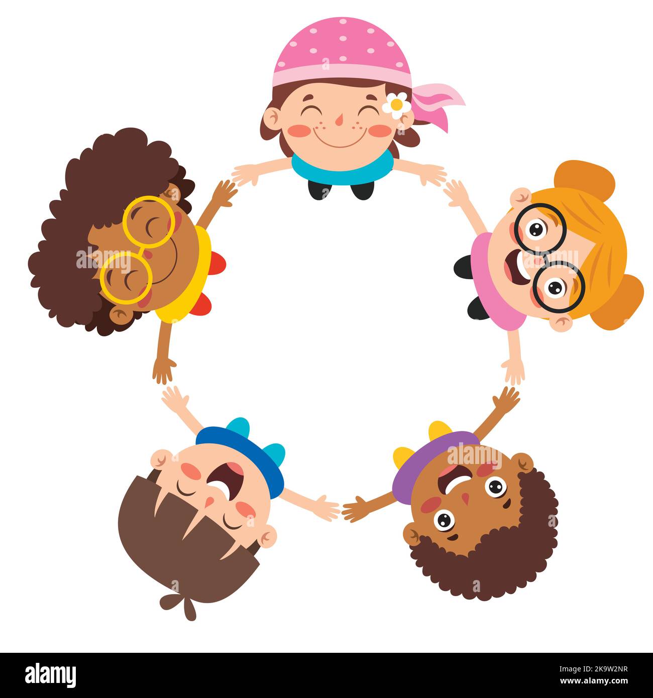 Happy Multi Ethnic Kids Playing Together Stock Vector Image & Art - Alamy