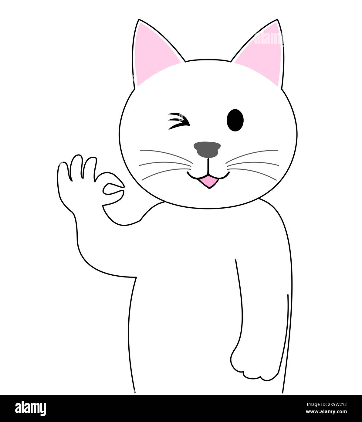 A White Kitten gesturing with fingers Stock Photo