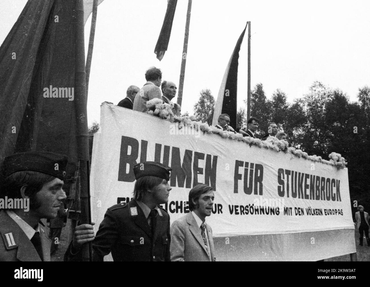 Left and peace movement committed flowers for Stukenbrock at the graves of Soviet war victims of the Nazi regime as a sign of reconciliation here on Stock Photo