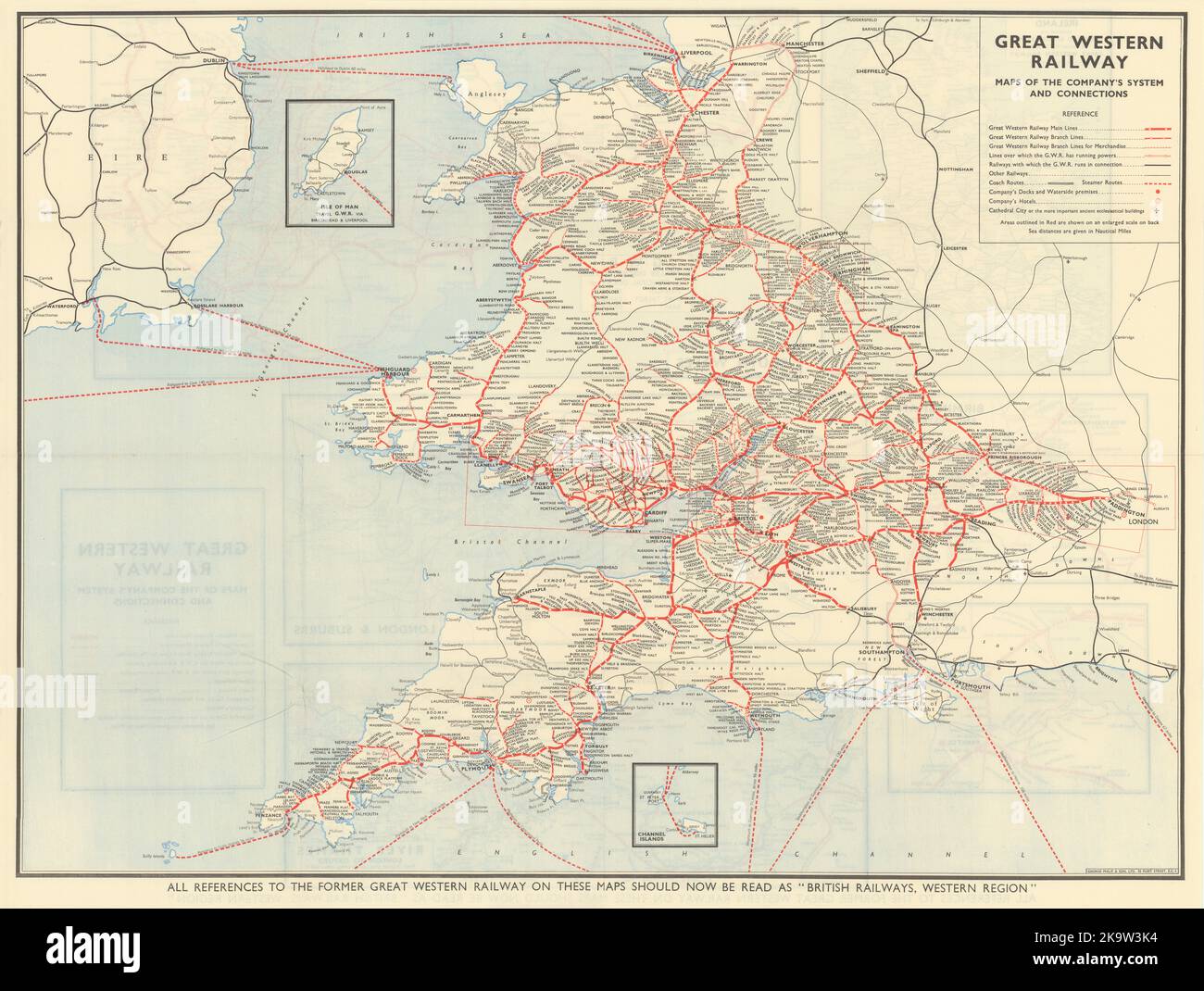 Great Western Railway - maps of the Company's system and connections c1948 Stock Photo