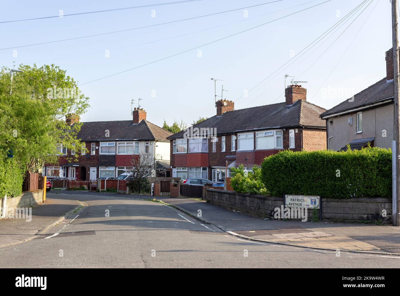 Birkenead, UK Patricia Avenue housing estate from the junction with