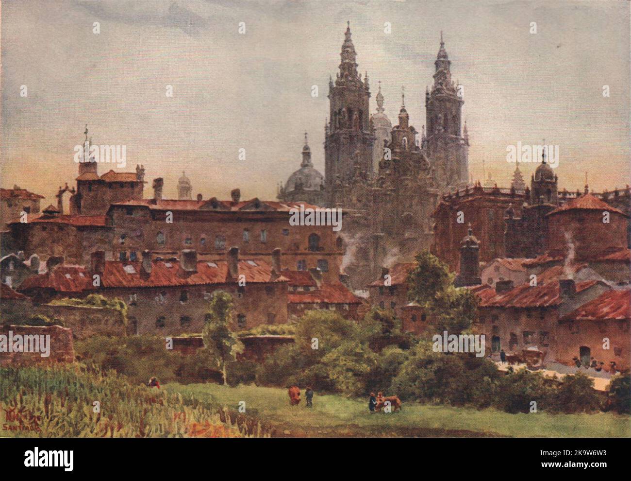 The Cathedral, Santiago de Compostela, Spain, by William Wiehe Collins 1909 Stock Photo