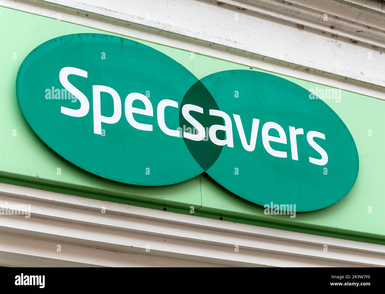 Shop store sign for Specsavers, Devizes, Wiltshire, England, UK Stock Photo