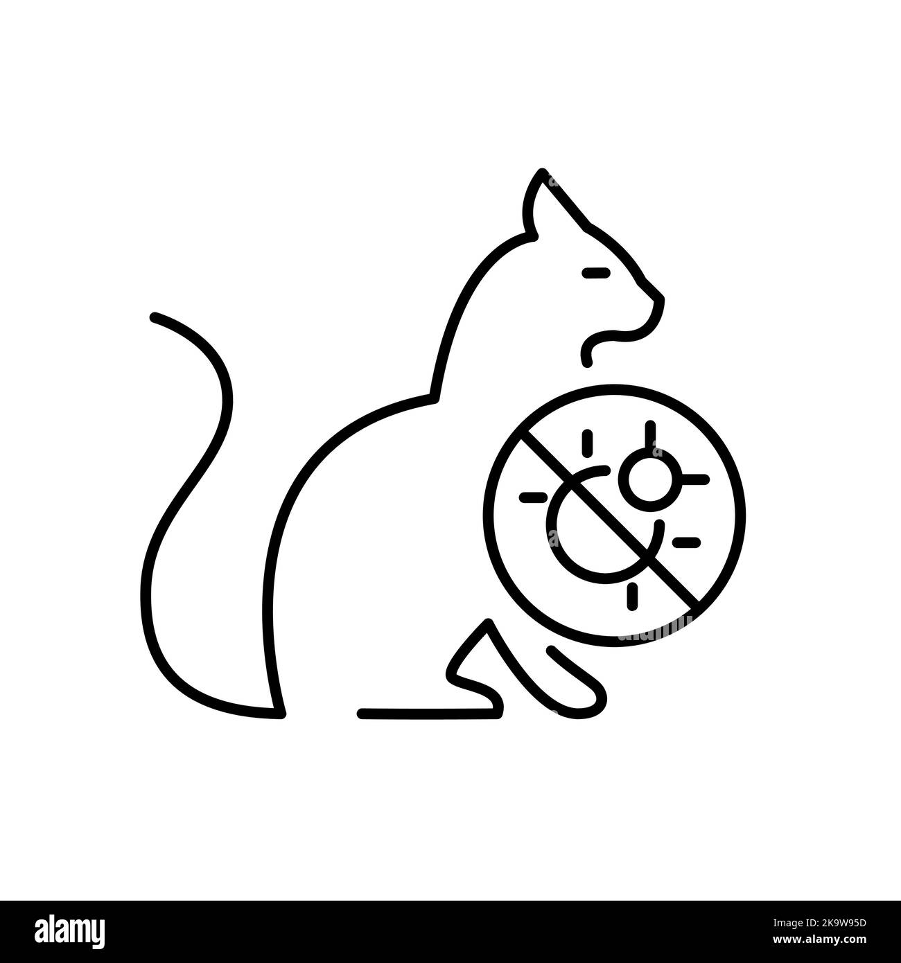 Flea protection for cats. Pixel perfect, editable stroke icon Stock Vector