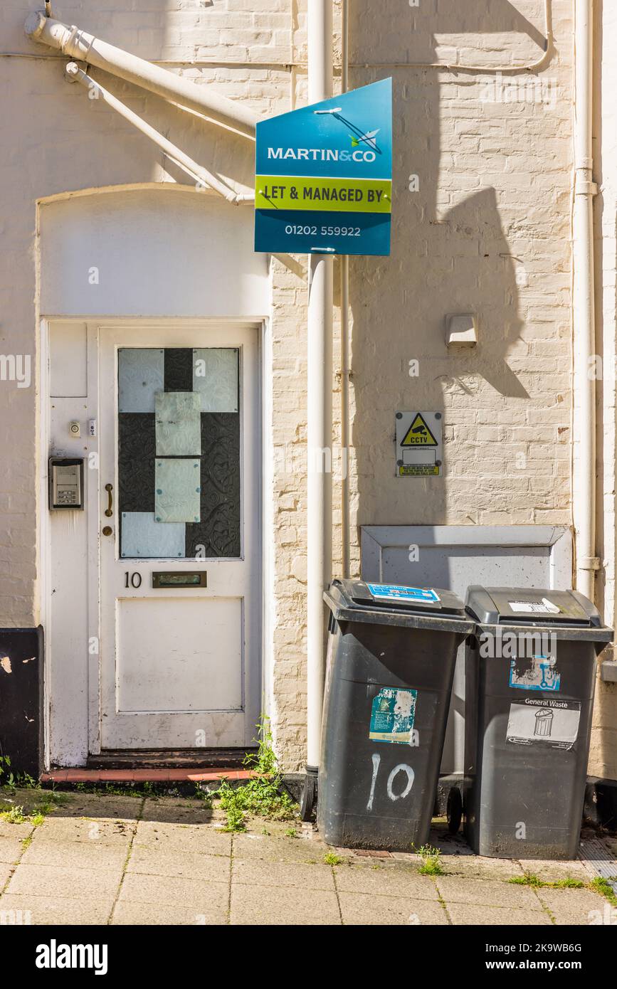 BOURNEMOUTH, UK July 08, 2022. Exterior of a rundown house with