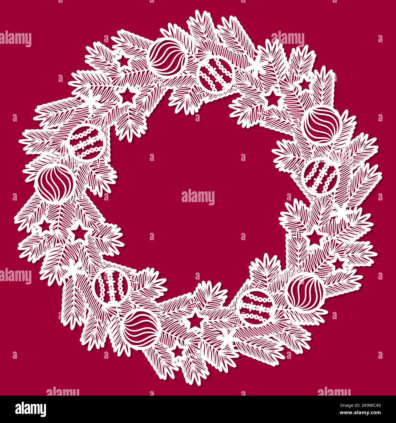 Christmas wreath. Template for laser cutting. Vector Stock Vector