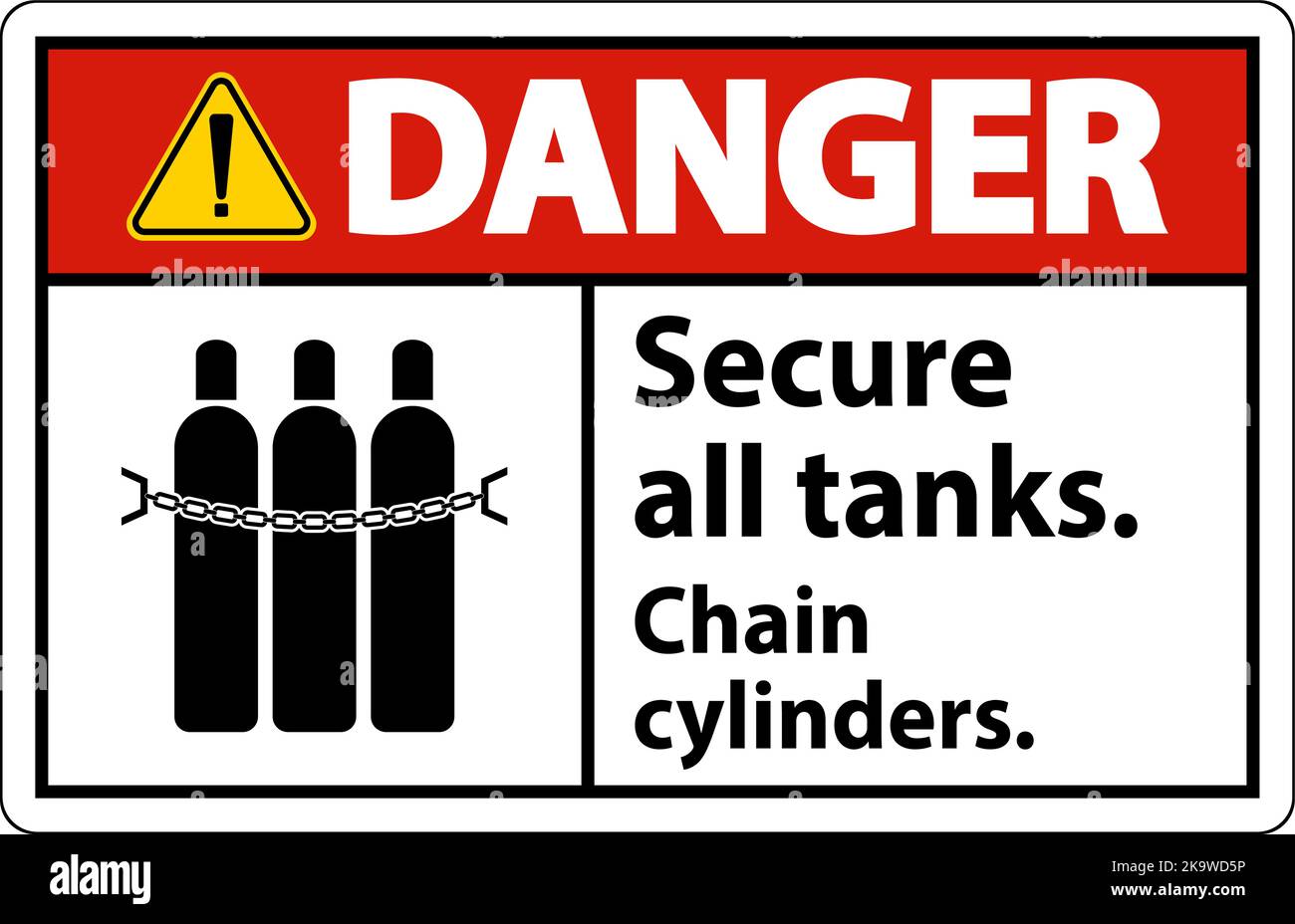 Danger Sign Secure All Tanks, Chain Cylinders Stock Vector Image & Art ...