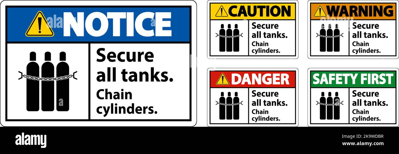 Notice Sign Secure All Tanks, Chain Cylinders Stock Vector Image & Art ...
