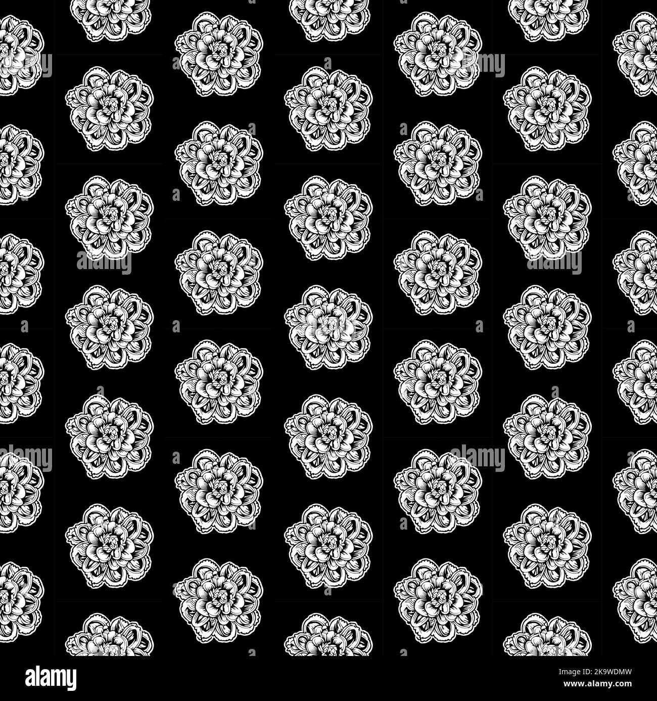 Seamless vector hand drawn patern made of carnation flowers Stock ...