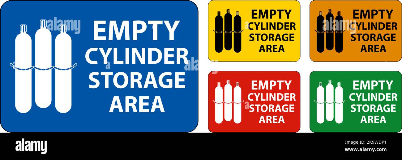 Gas Cylinder Sign Empty Cylinder Storage Area with Cylinders Chained