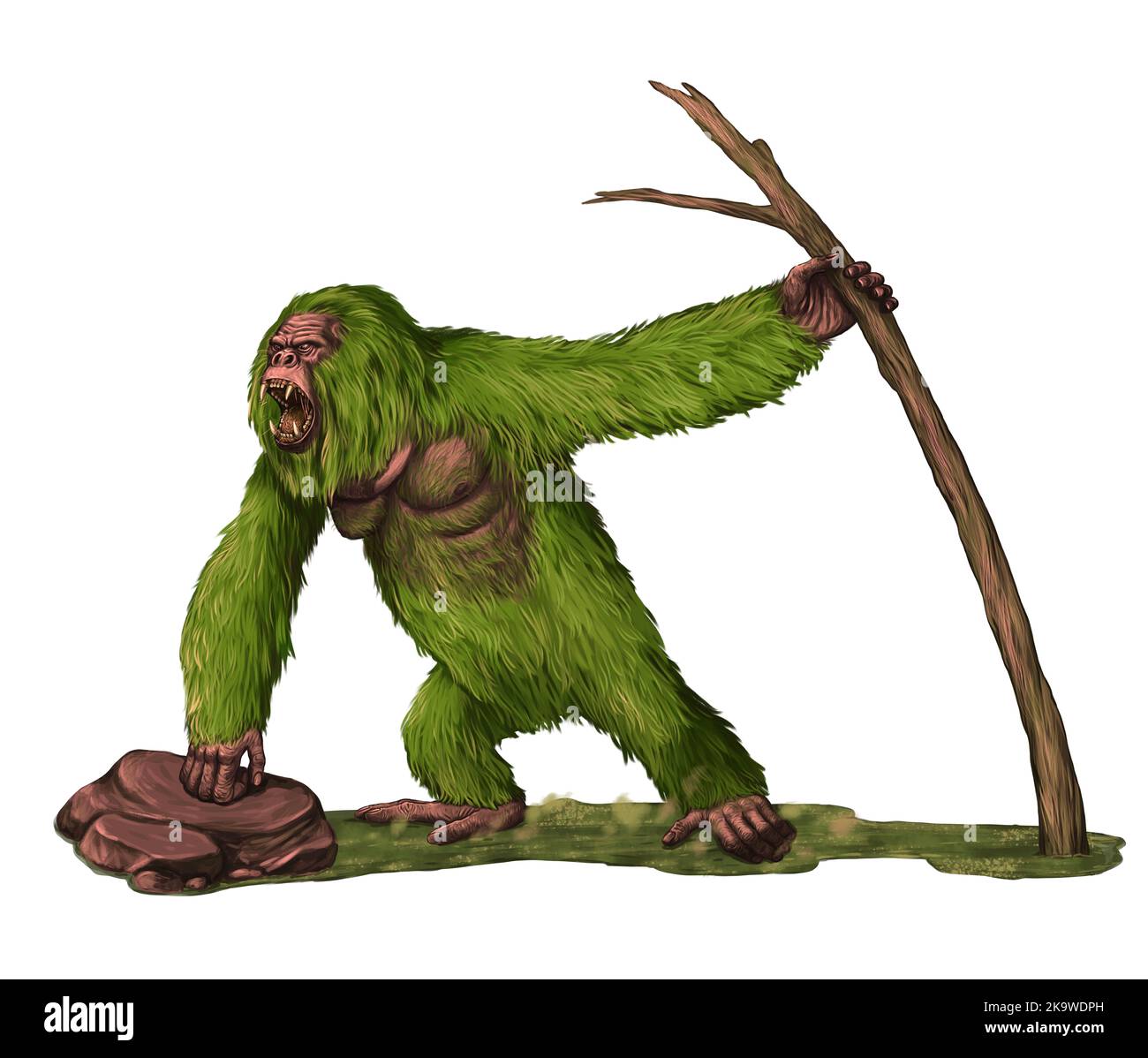 Ape-like creature - Yeti. Giant primate the Abominable Snowman. Digital illustration. Stock Photo