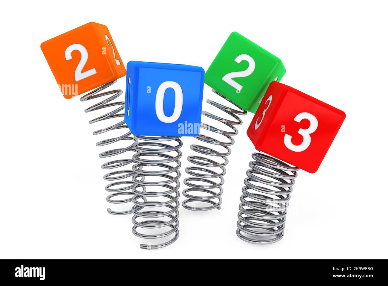 Spring Cubes with 2023 New Year Sign on a white background. 3d ...