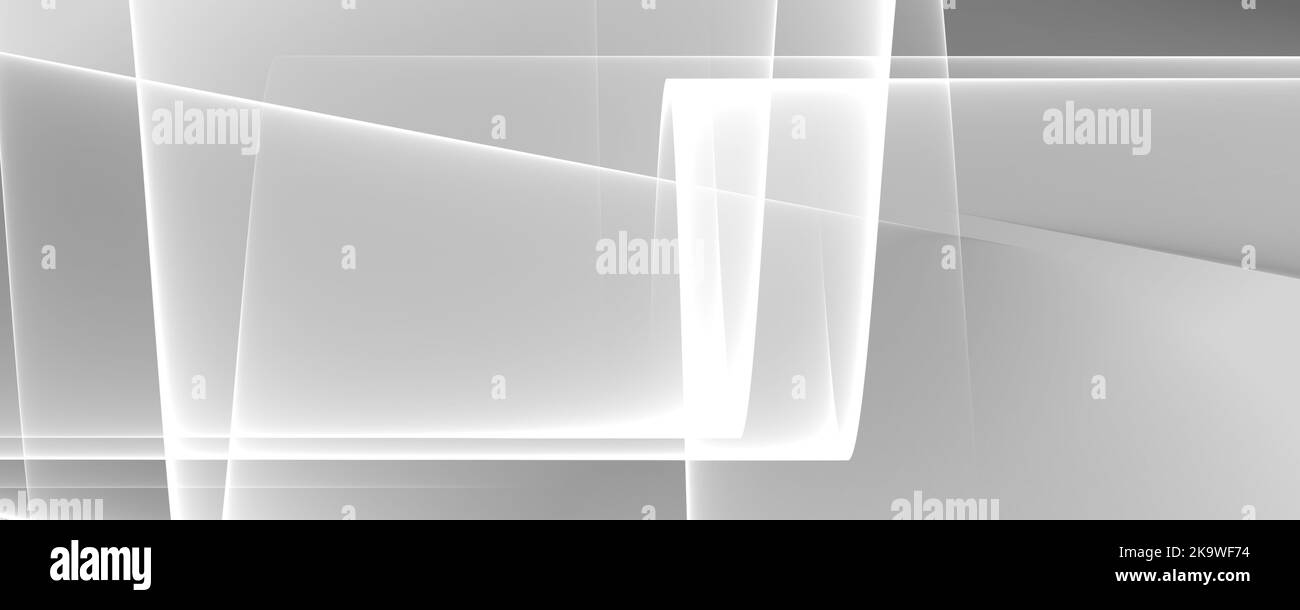 Abstrakter Hintergrund Banner 8K  hell, dunkel, Monochrome, schwarz, weiß, grau Strahl, Laser, Nebel, Streifen, Gitter, Quadrat, Verlauf Stock Photo