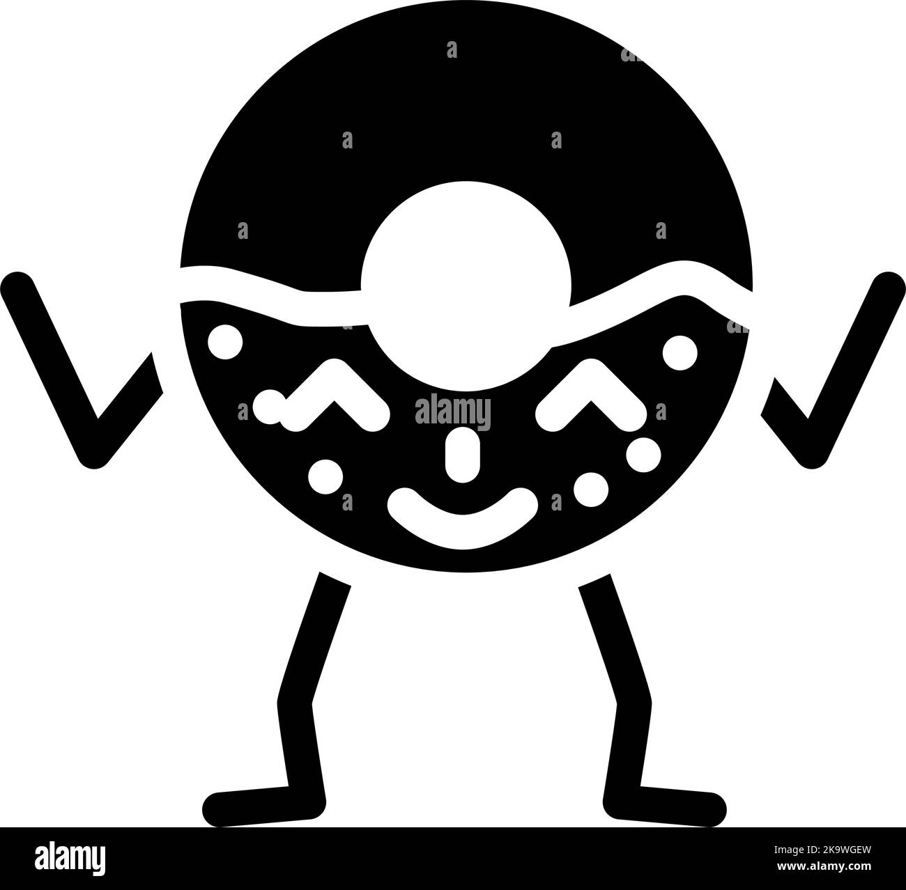 donut dessert character glyph icon vector illustration Stock Vector ...