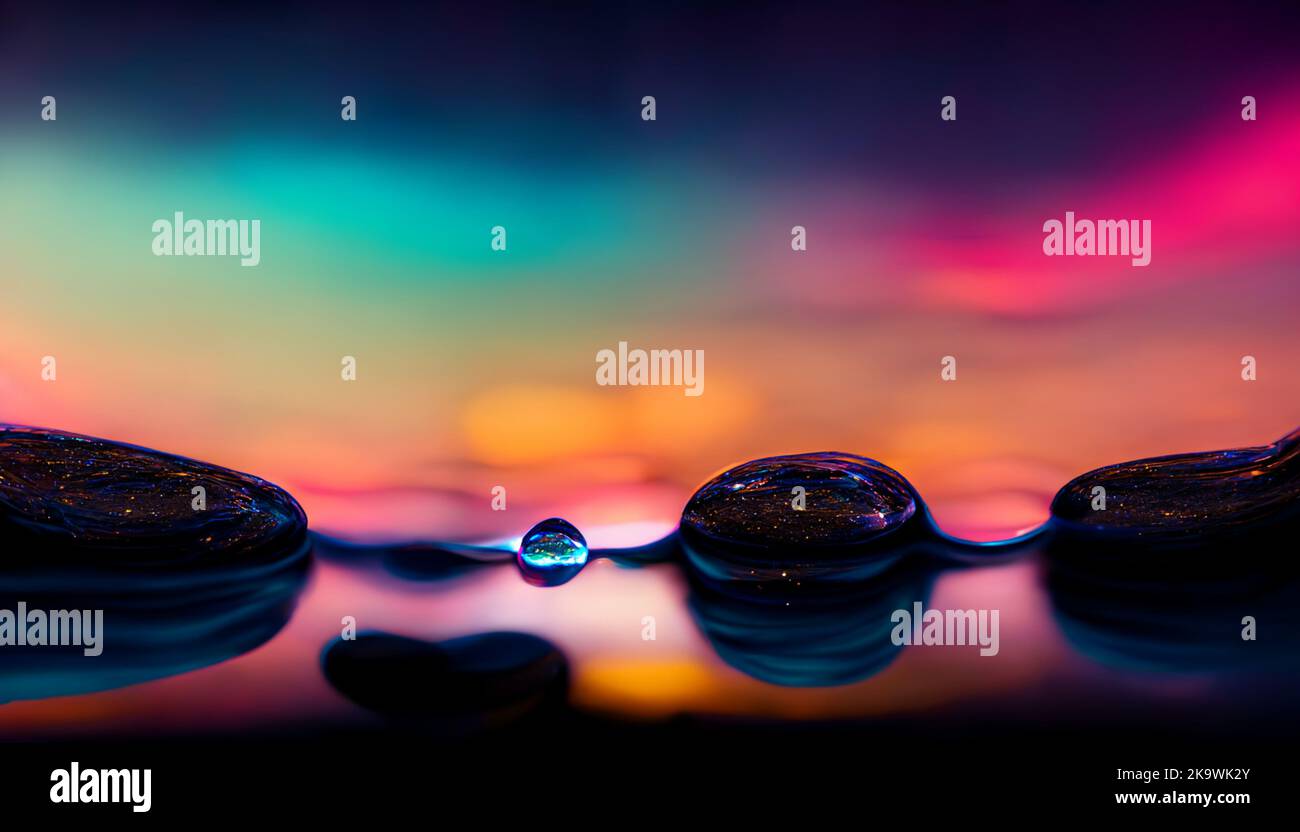 spa stones and water drops with colorful light Stock Photo - Alamy