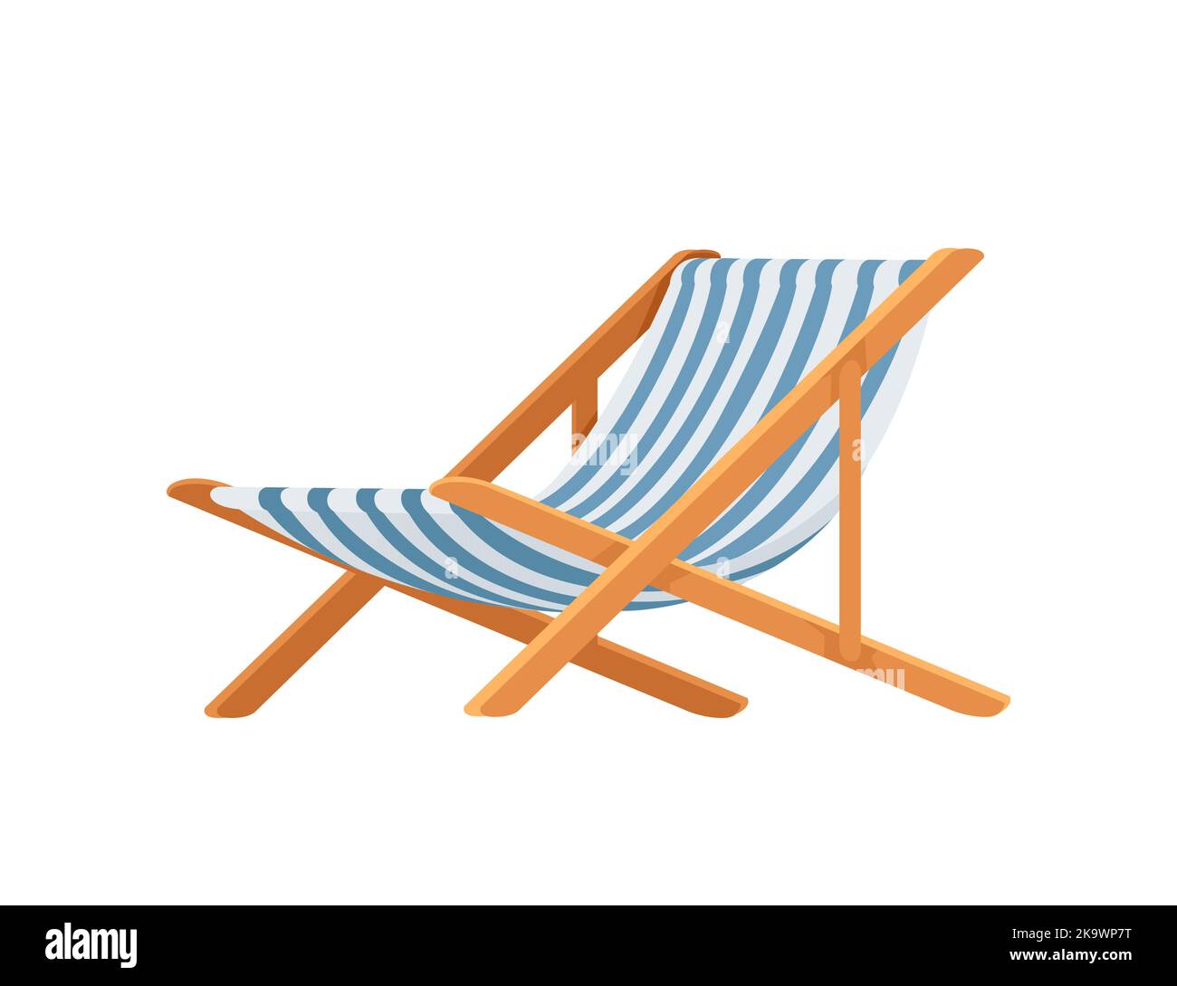 Wooden chaise lounge summer beach furniture vector illustration ...