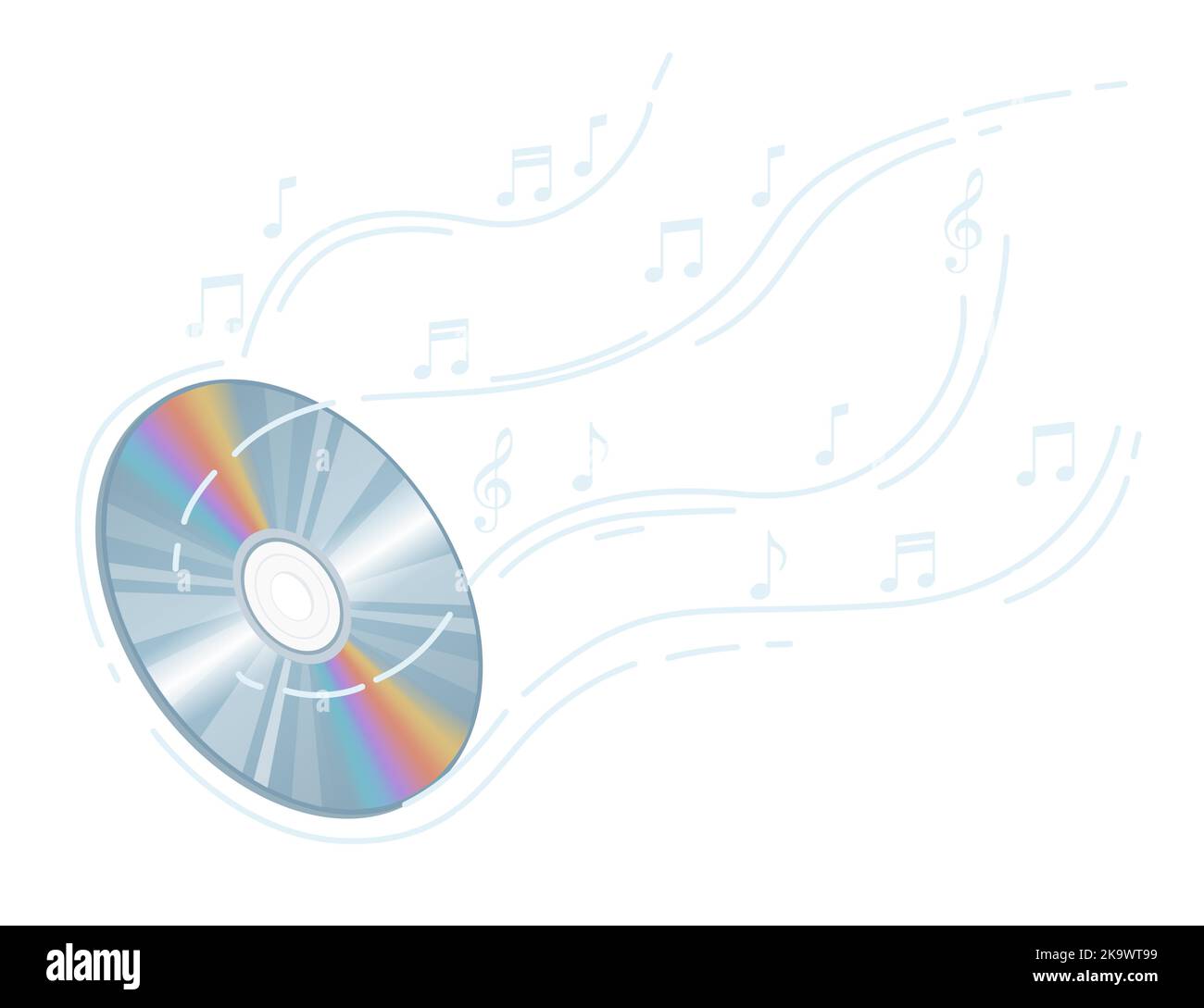 DVD or CD disc with music notes digital technology data storage vector