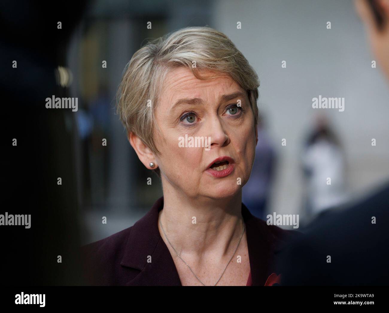 London, UK. 30th Oct, 2022. Yvette Cooper, Shadow Home Secretary, at the BBC for Sunday with