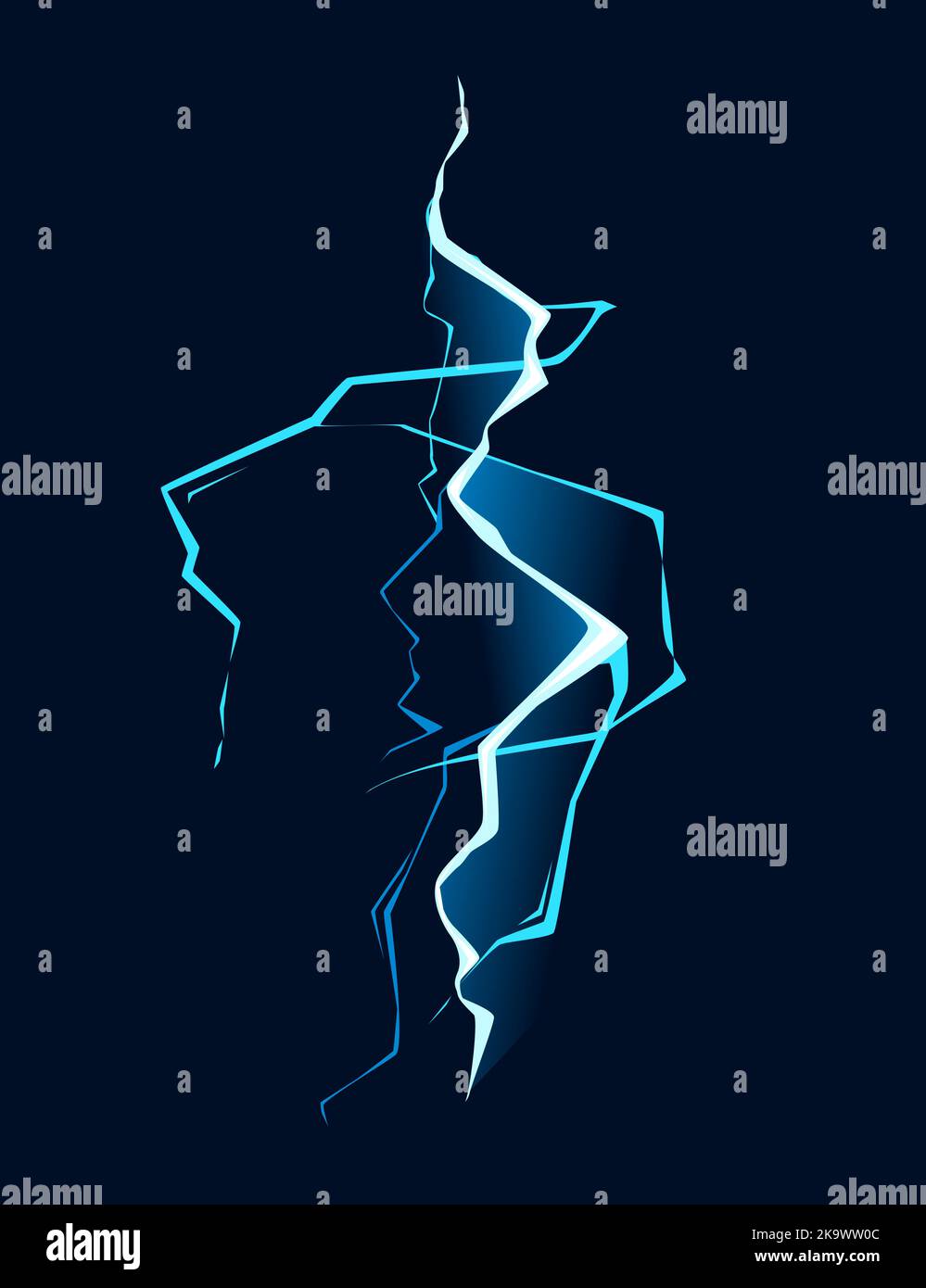 Blue lightning hit effect cartoon style design vector illustration on ...