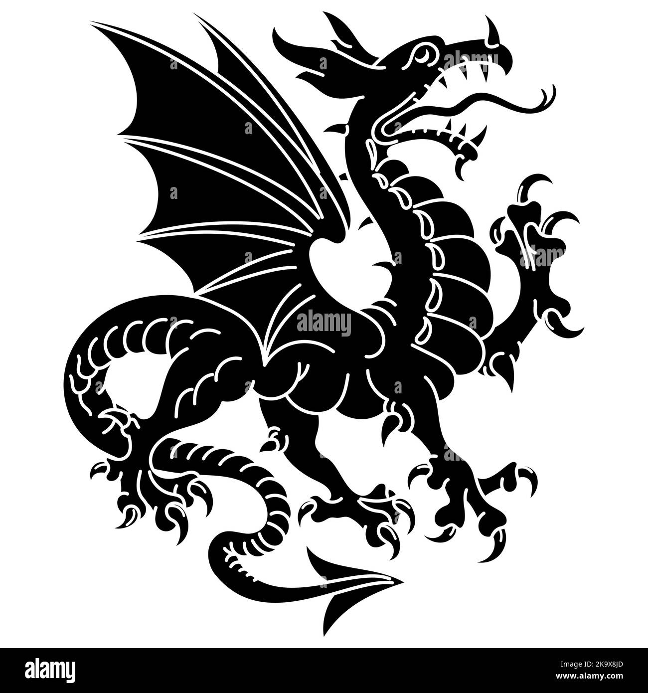 Winged heraldic dragon Stock Vector