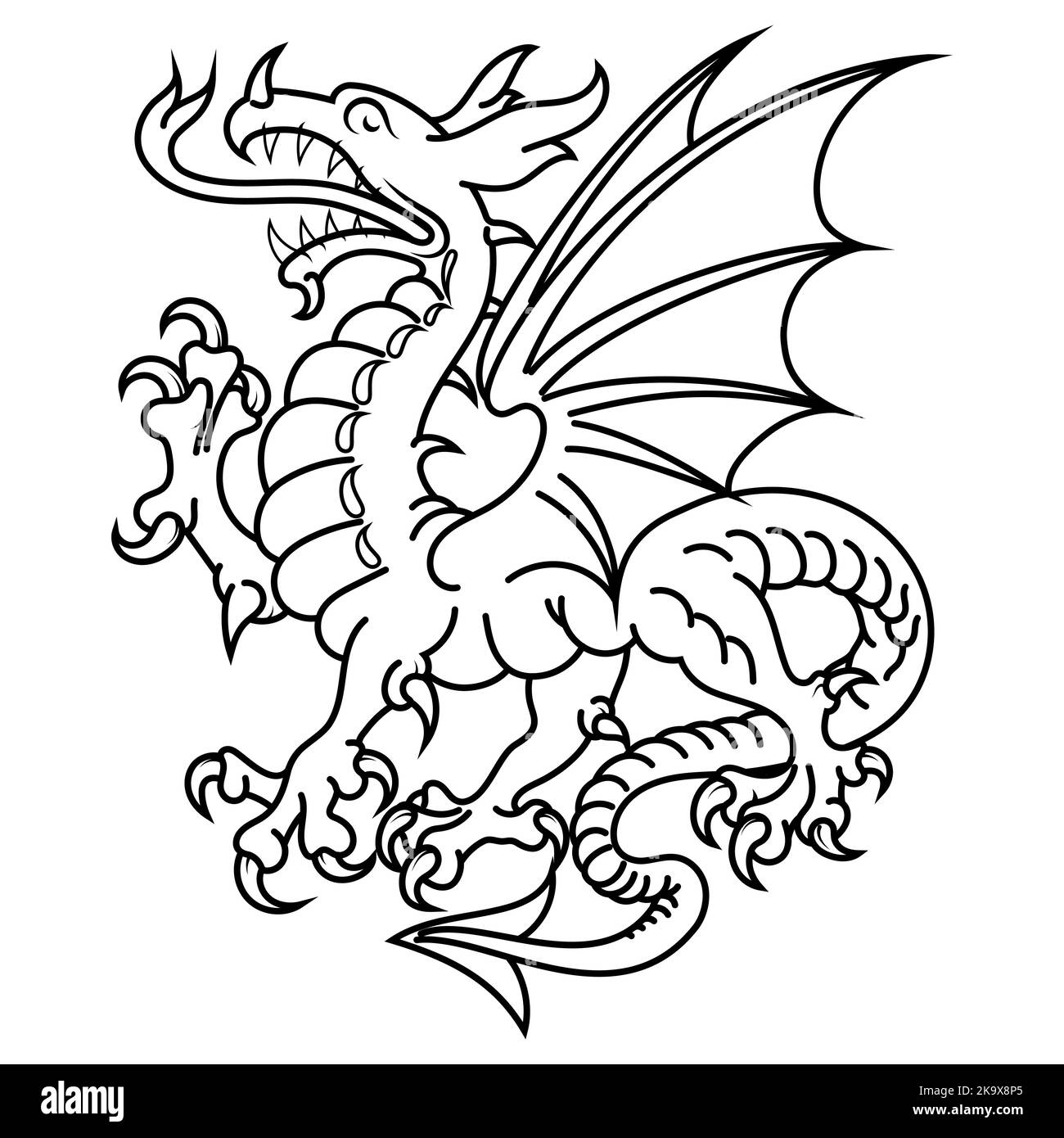 Winged heraldic dragon Stock Vector