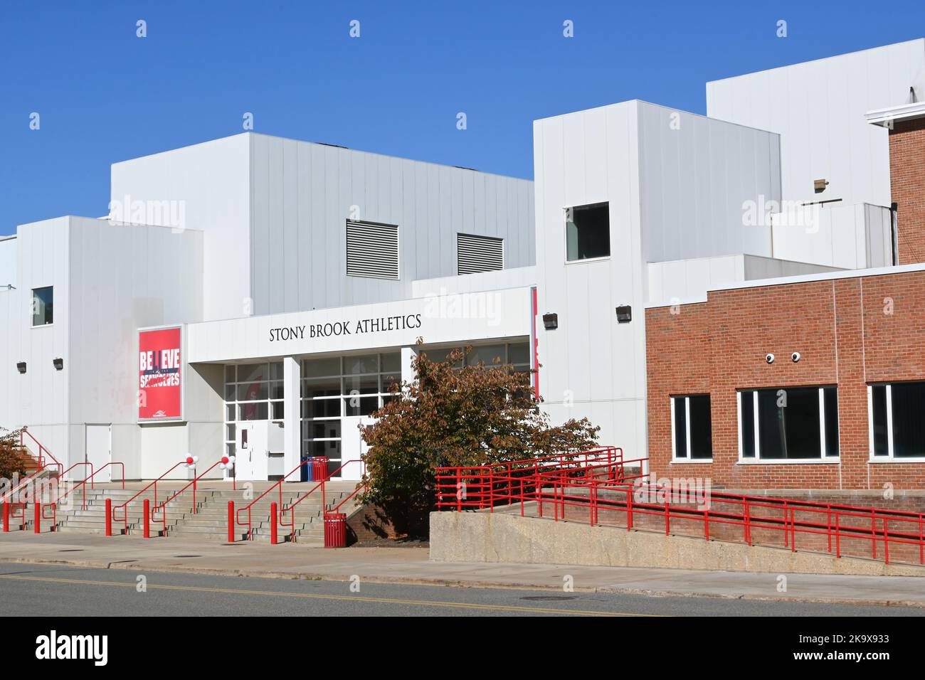 STONY BROOK, NEW YORK - 21 OCT 2022: Island Federal Credit Union Arena, the 4,000-seat home of Stony Brook's men's and women's basketball teams,. Stock Photo