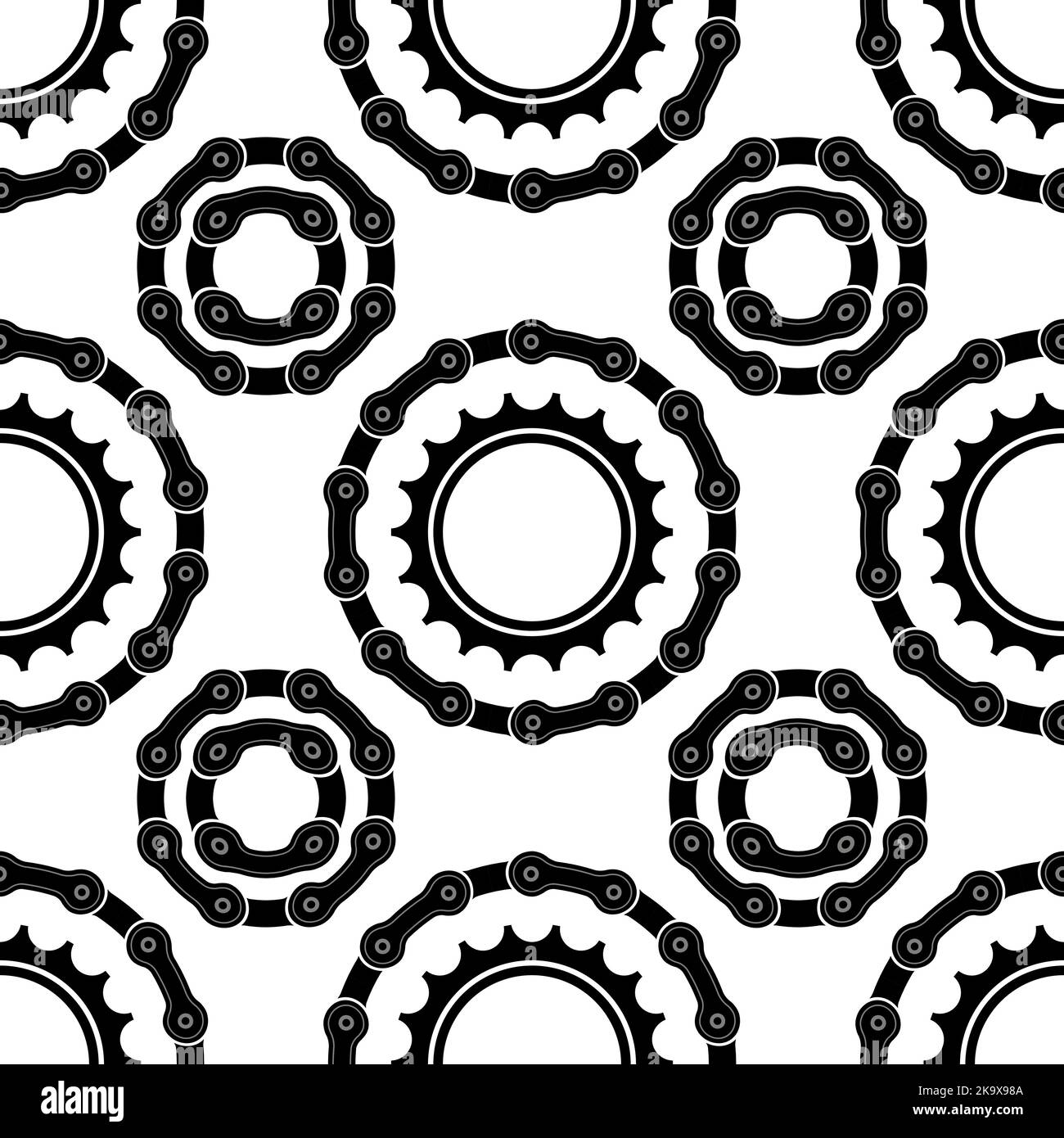 Differente Bicicle Chain Frames Seamless Pattern Isolated on White Background Stock Vector