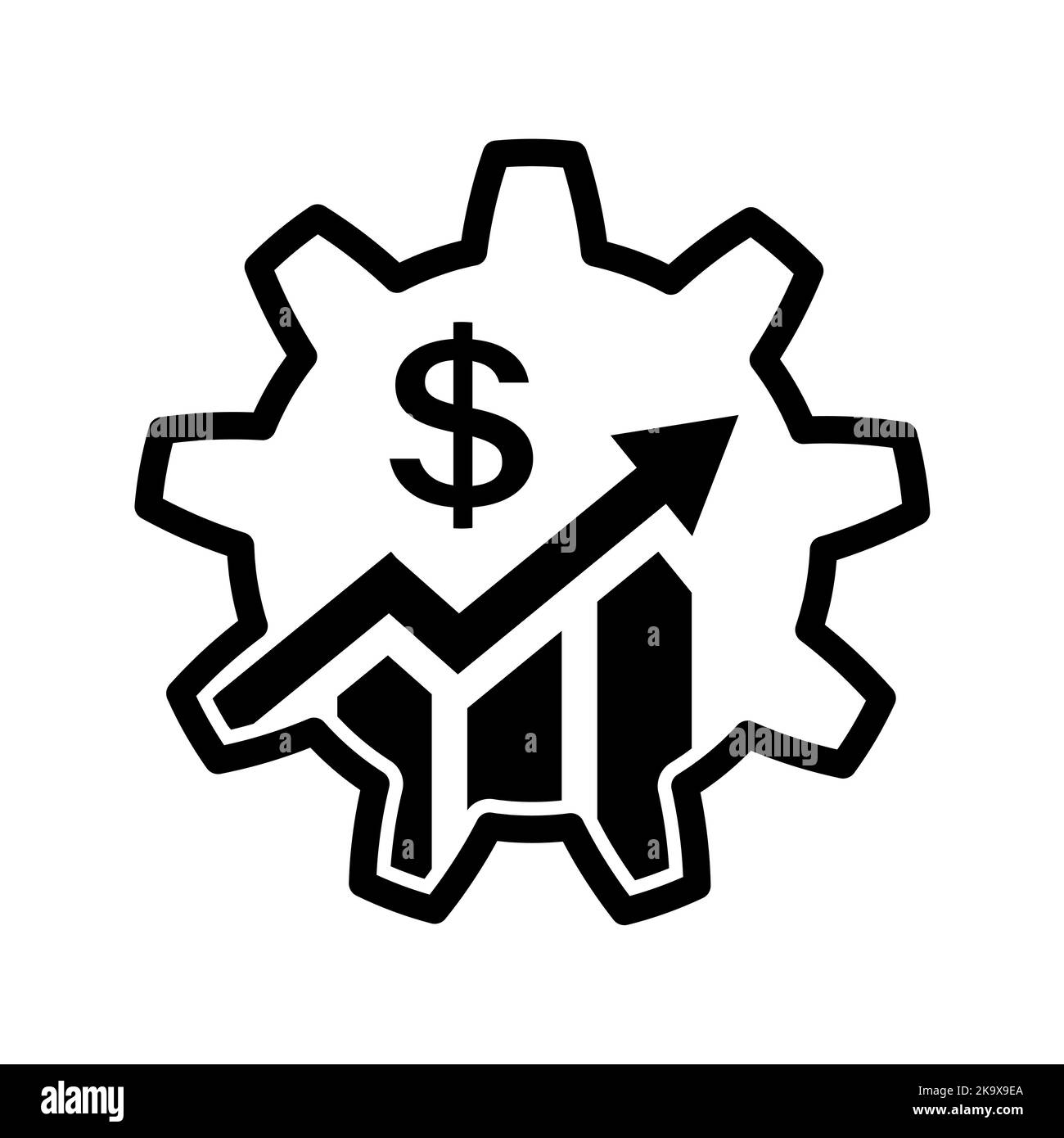 Dollar growth with gear icon. Business infographic Stock Vector