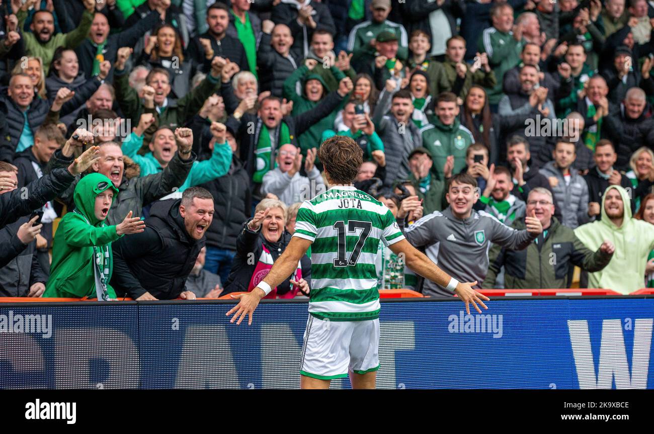 Celtic's Joao Neves Filipe Jota celebrates scoring their side's