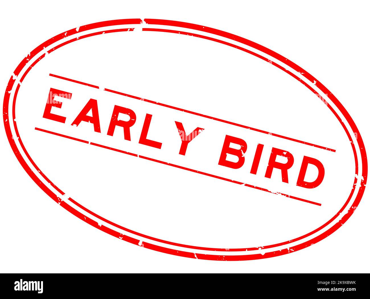 Grunge red early bird word rubber seal stamp on white background Stock