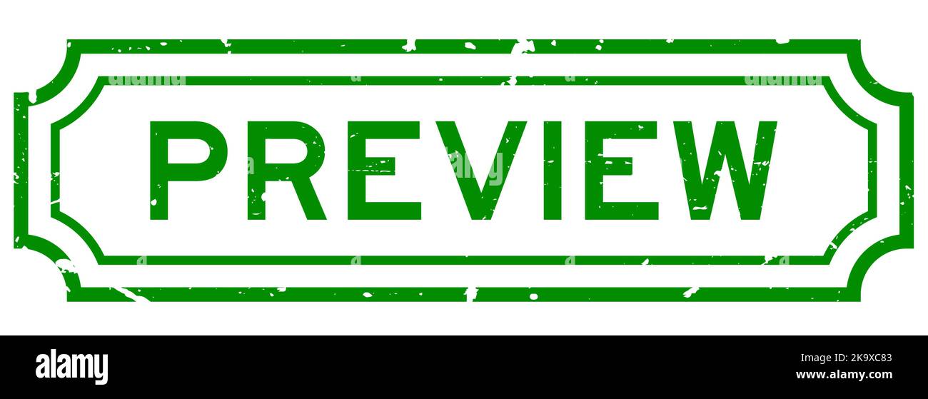Grunge green preview word rubber seal stamp on white background Stock ...