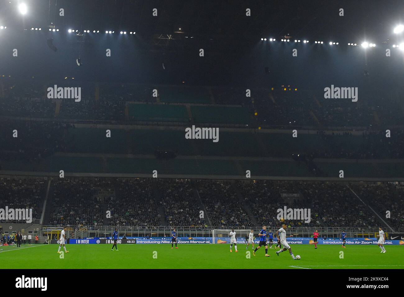 Milan, Italy. 29 October 2022. The sector 'Curva Nord' is left empty by FC Internazionale fans after the news of death of Vittorio Boiocchi, who was shot dead near his home, during the Serie A football match between FC Internazionale and UC Sampdoria. Credit: Nicolò Campo/Alamy Live News Stock Photo