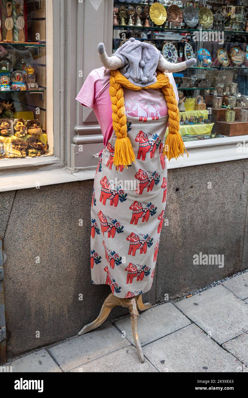 Headless mannequin torso in front of a souvenir shop in Gamla Stan or