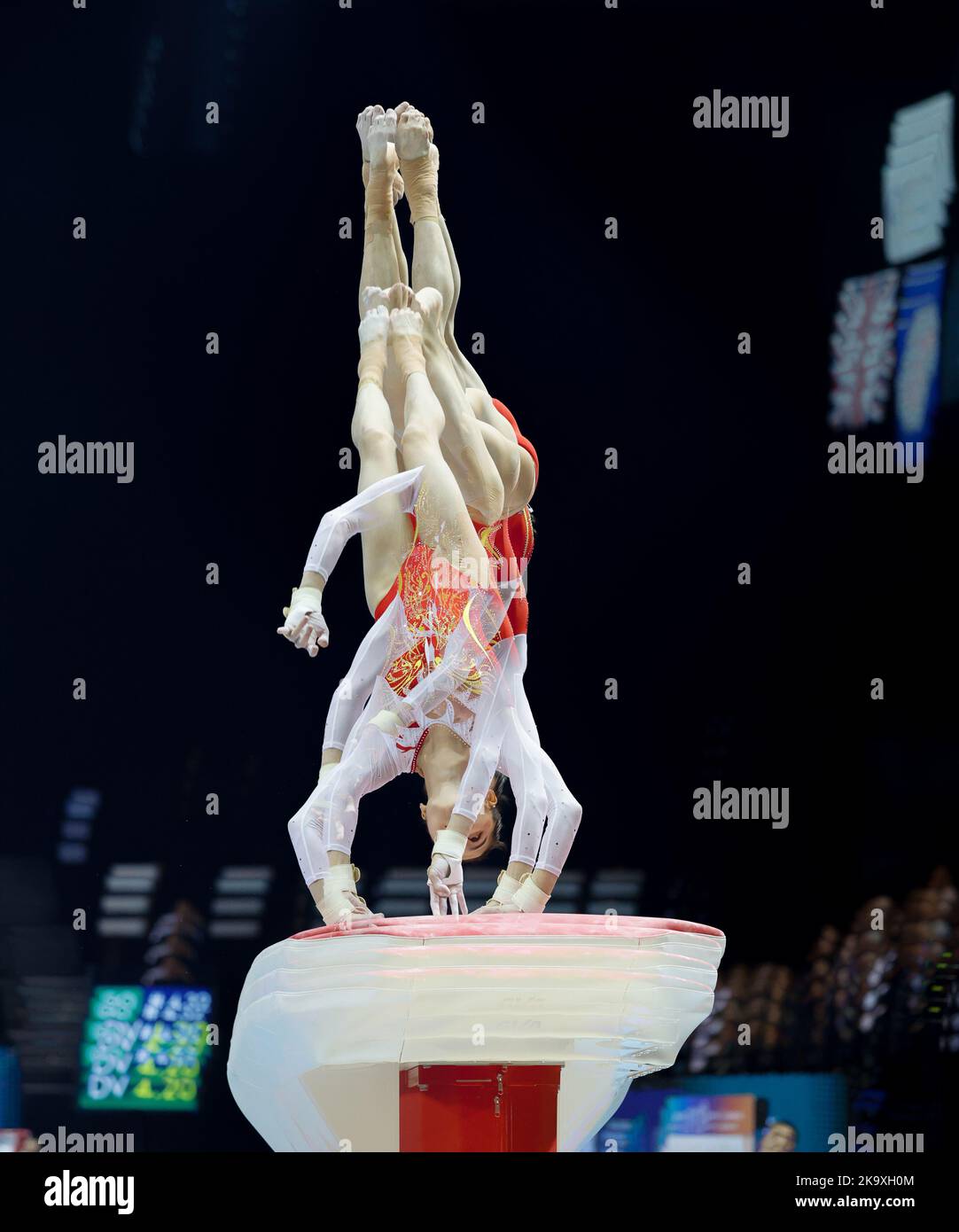 Liverpool, UK. 30th October 2022, M&amp;S Bank Arena, Liverpool, England; 2022 World Artistic Gymnastics Championships; Women's Qualification Vault - Multiple exposure of Chinese gymnast Credit: Action Plus Sports Images/Alamy Live News Stock Photo