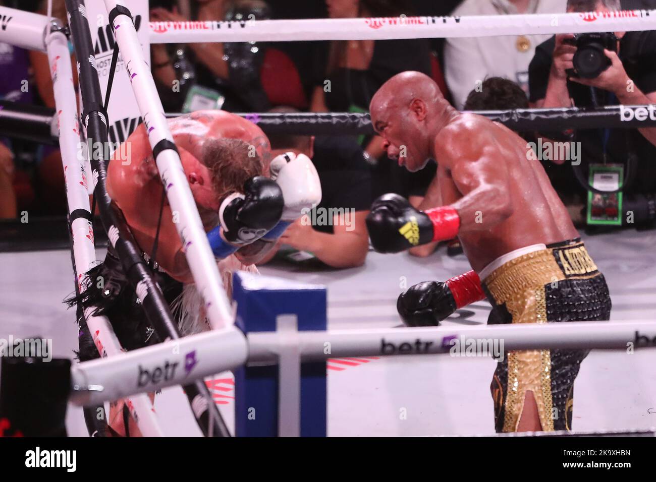 GLENDALE, AZ OCTOBER 29 Jake Paul and Anderson Silva meet in the