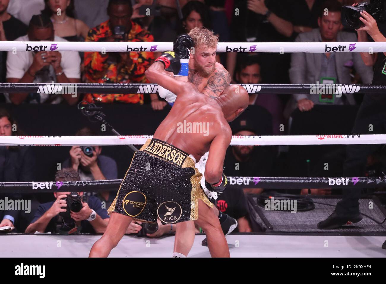 GLENDALE, AZ OCTOBER 29 Jake Paul and Anderson Silva meet in the