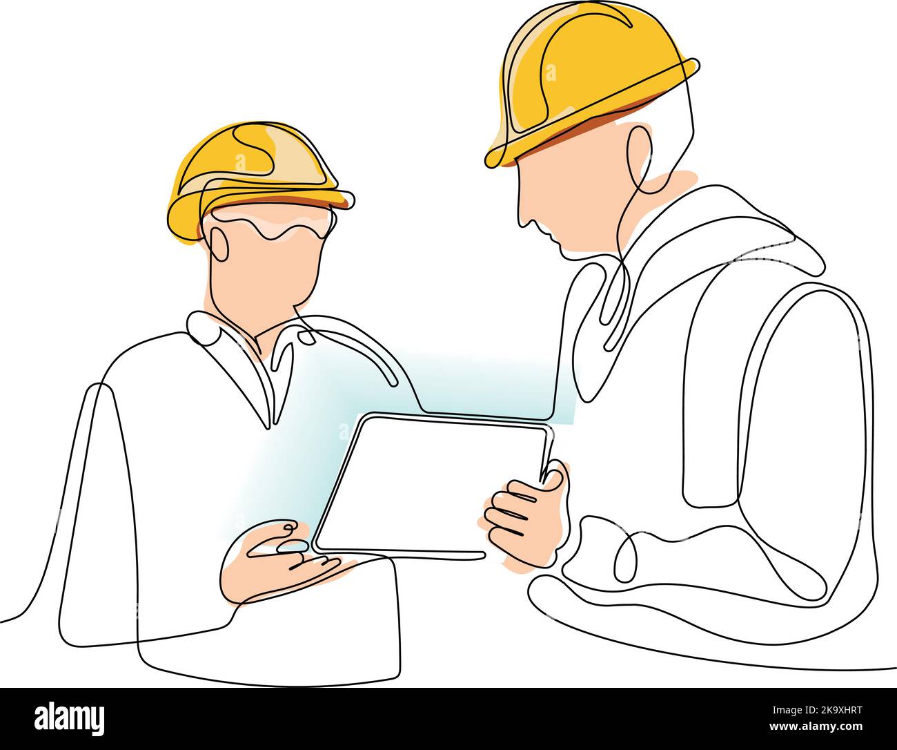 construction manager and engineer working on building site. Vector ...