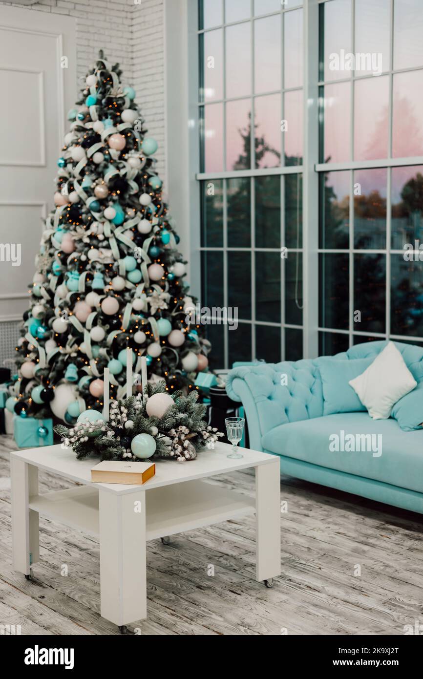 Modern stylish New Year's interior in the living room Stock Photo - Alamy