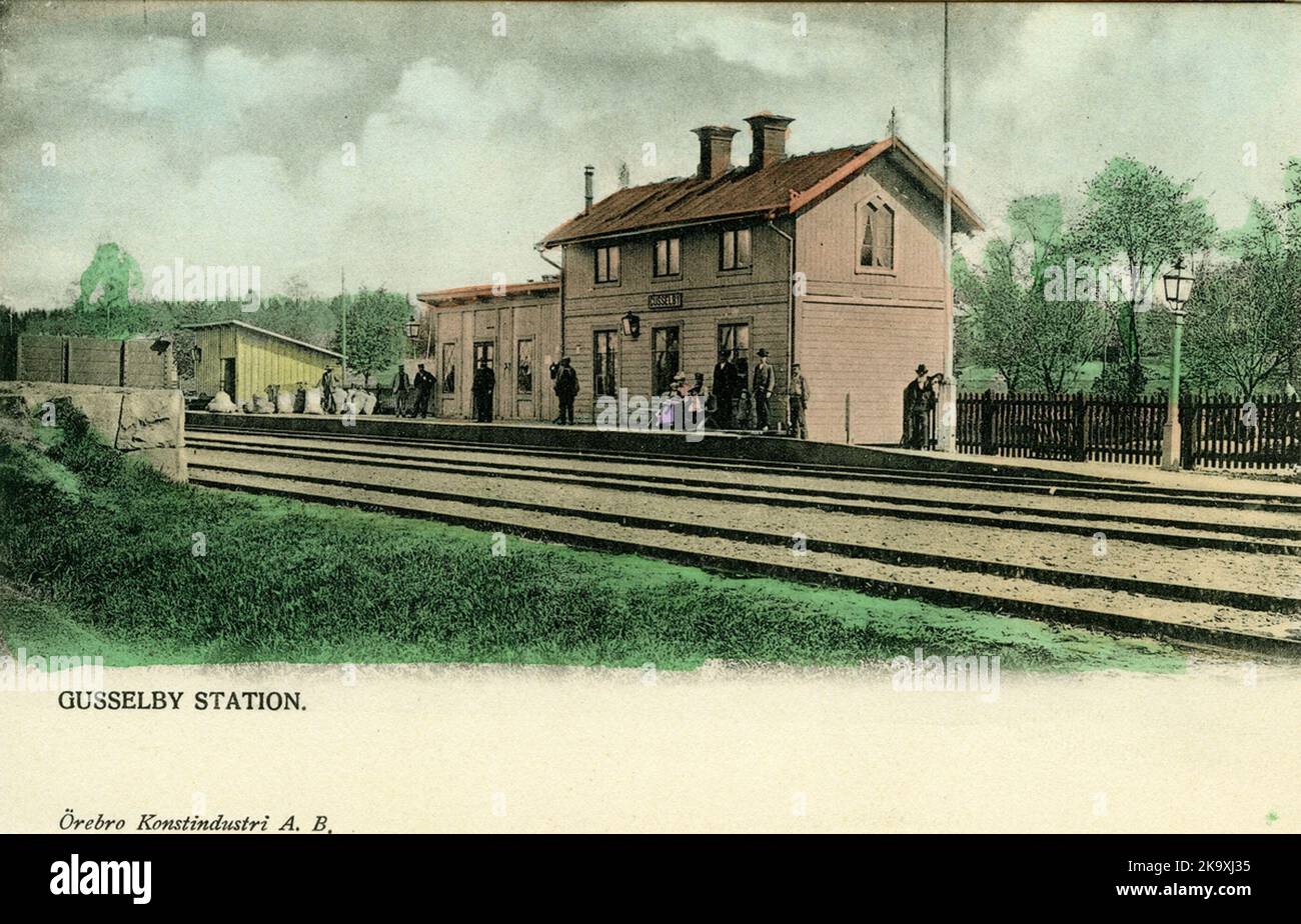 The railway station in Gusselby Stock Photo Alamy