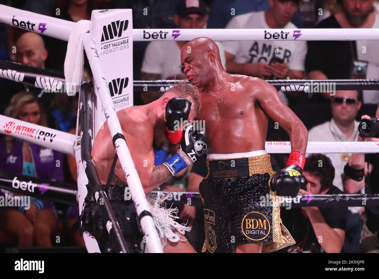 GLENDALE, AZ OCTOBER 29 Jake Paul and Anderson Silva meet in the