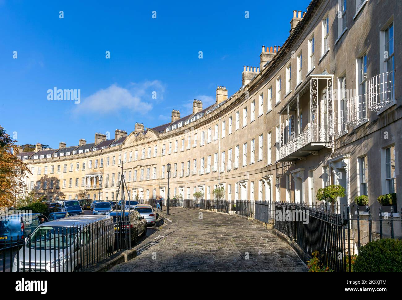 Georgian crescent of Somerset Place, Bath, Somerset, England, UK architect John Eveleigh started 1790 Stock Photo