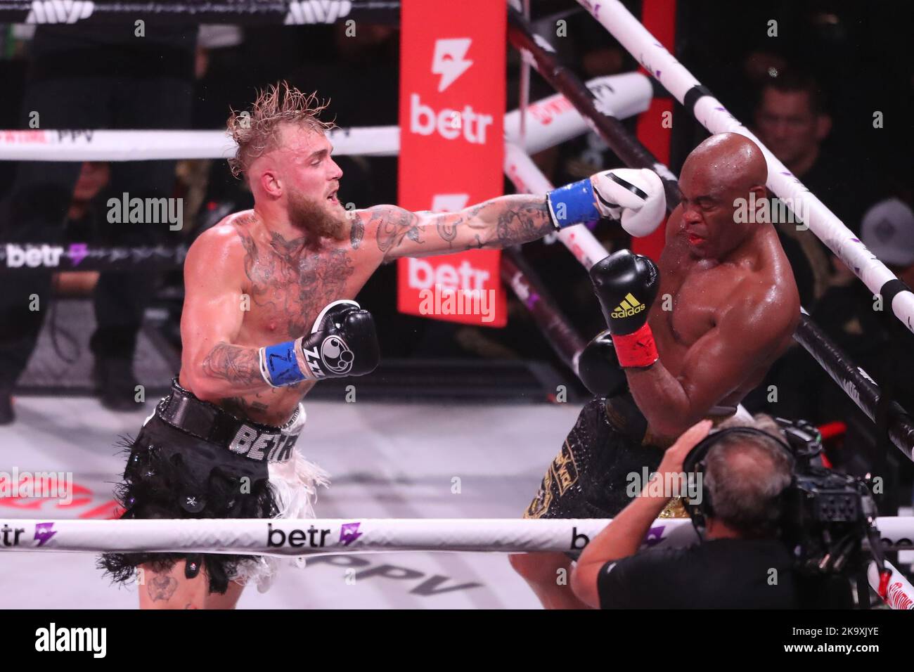 GLENDALE, AZ OCTOBER 29 Jake Paul and Anderson Silva meet in the