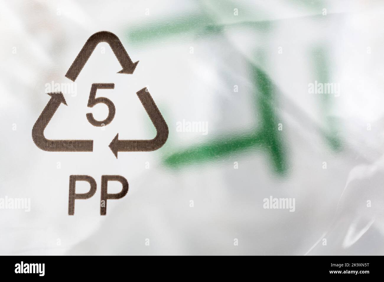 Macro closeup shot of 05 plastic resin code / Resin Identification