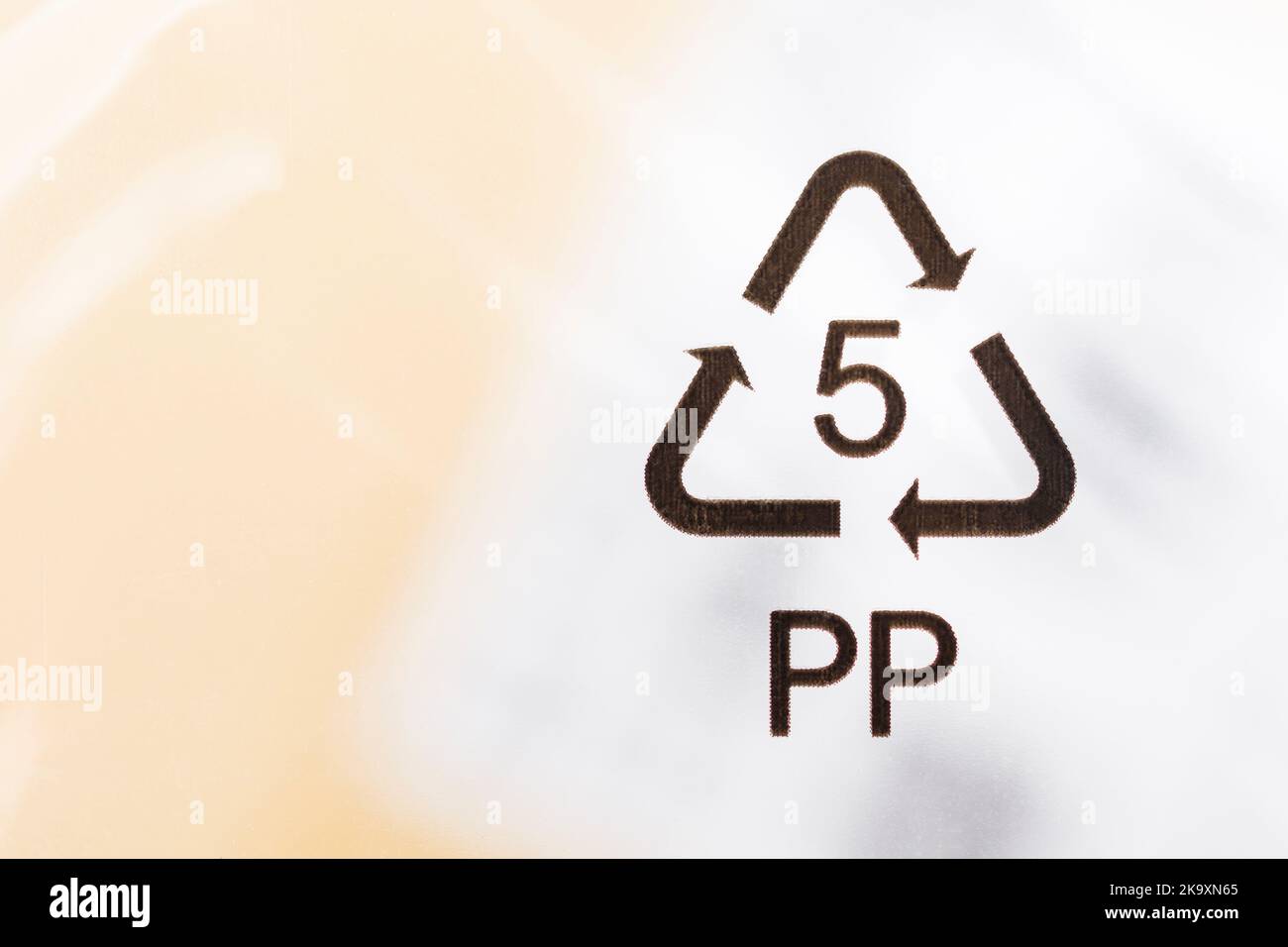 Macro closeup shot of 05 plastic resin code / Resin Identification