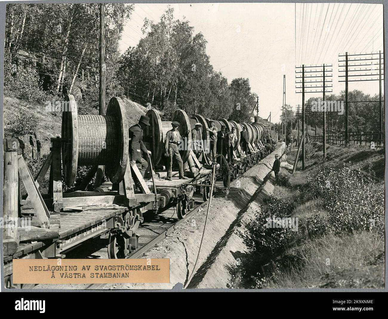 Closing of weak current cable on the western main line Stock Photo - Alamy